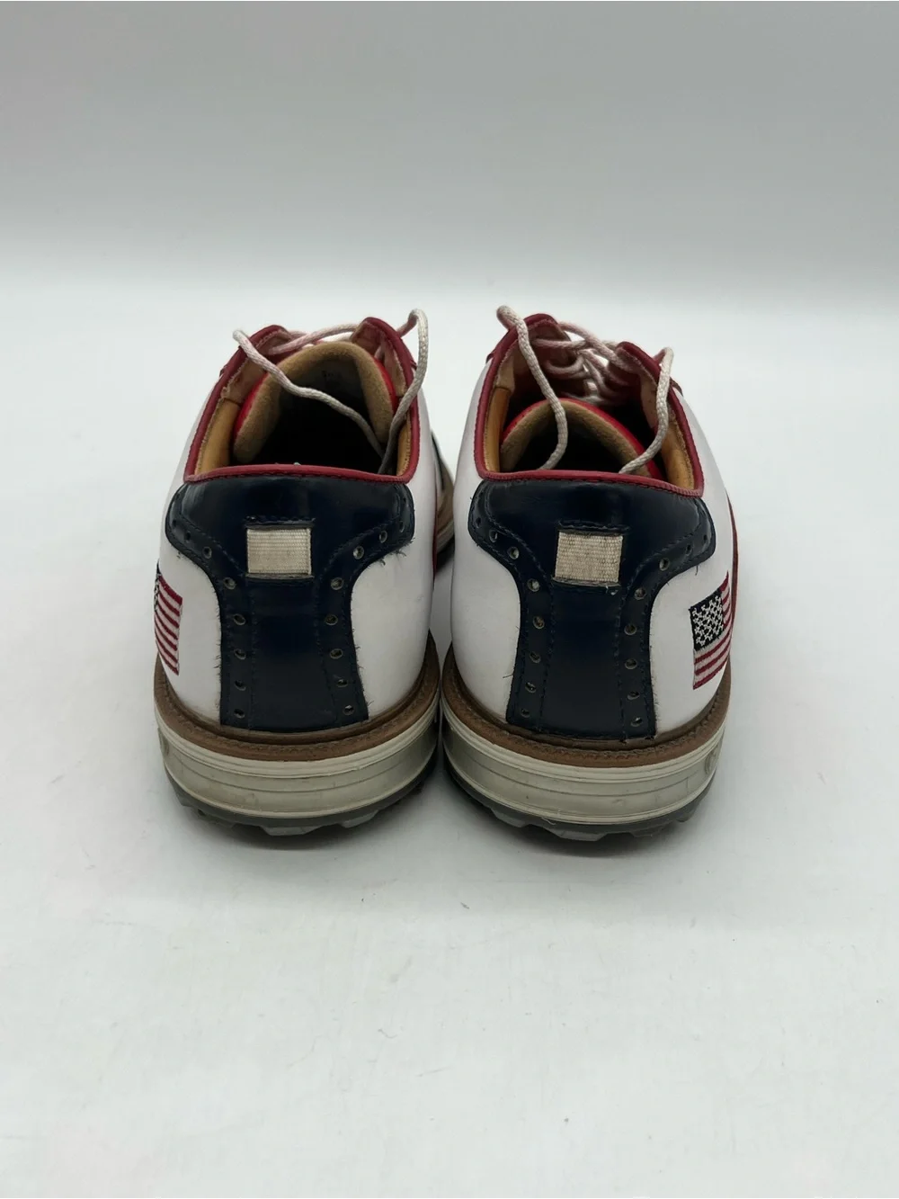 FootJoy DryJoys Premiere WILCOX Men 8.5 White Blue Red USA Flag Golf Shoes